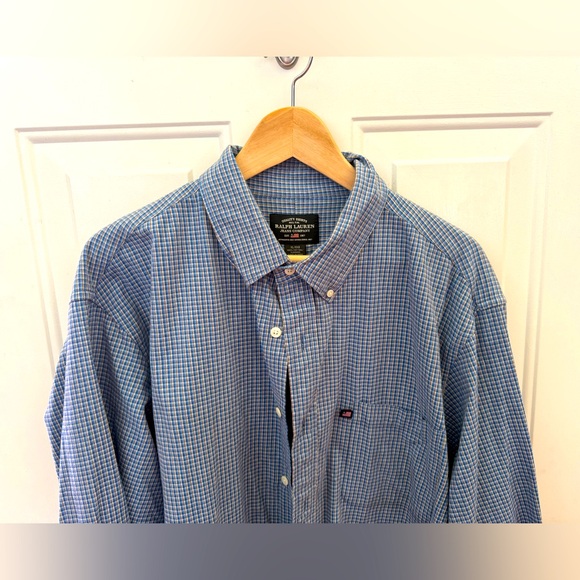 Ralph Lauren Other - Ralph Lauren Jeans Company Button Up Shirt Mens XL - Blue/brown Striped